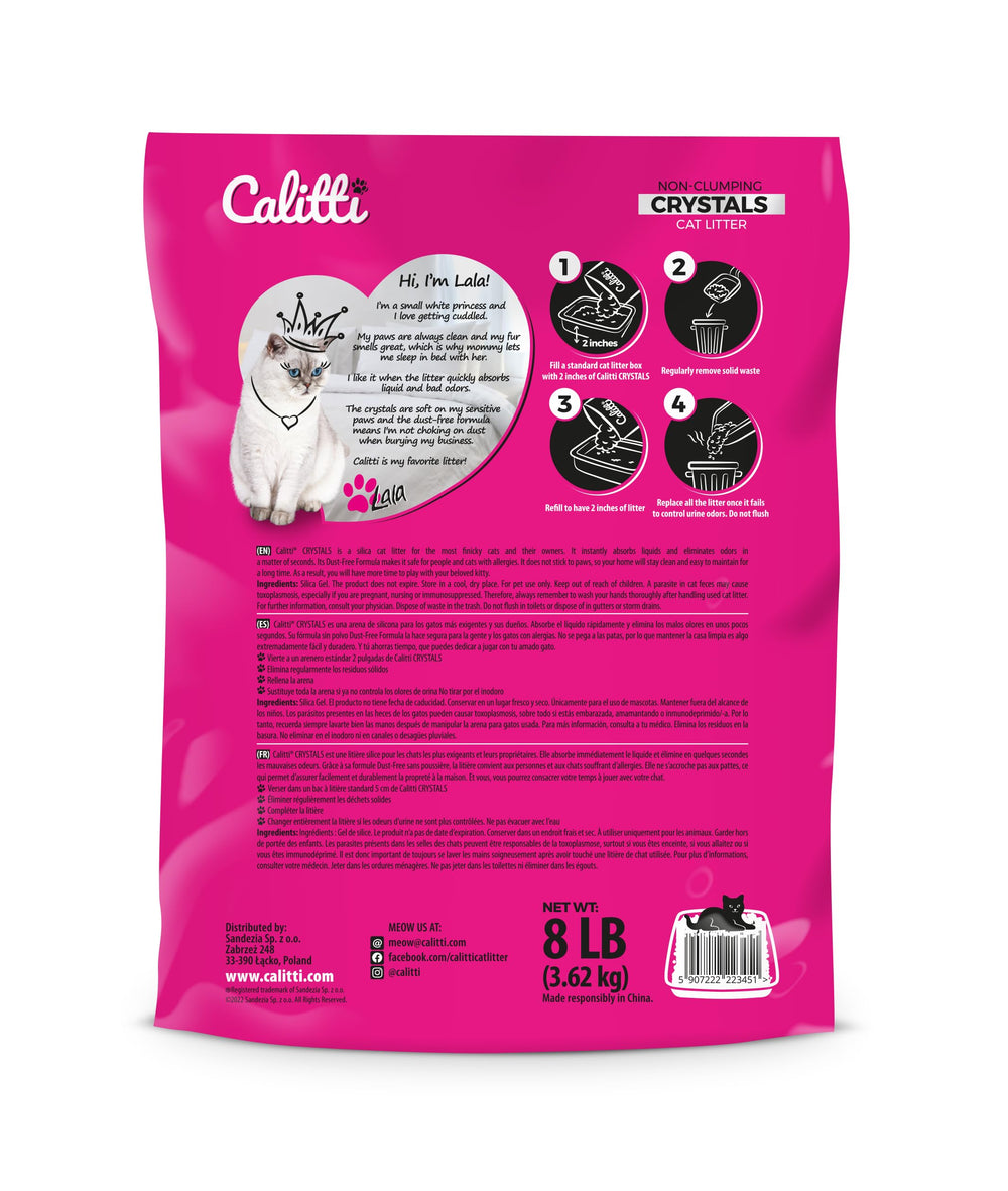 Calitti Crystal Litter long-lasting freshness image suggests low maintenance
