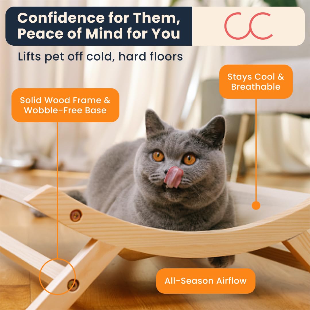 CallieCo cat hammock breathable fabric keeps paws cool and cozy.