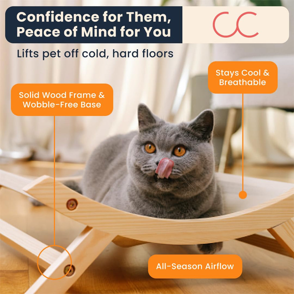 CallieCo cat hammock breathable fabric keeps paws cool and cozy.