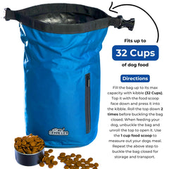 Callieco bag with large side pocket for bowl, bags, and meds.