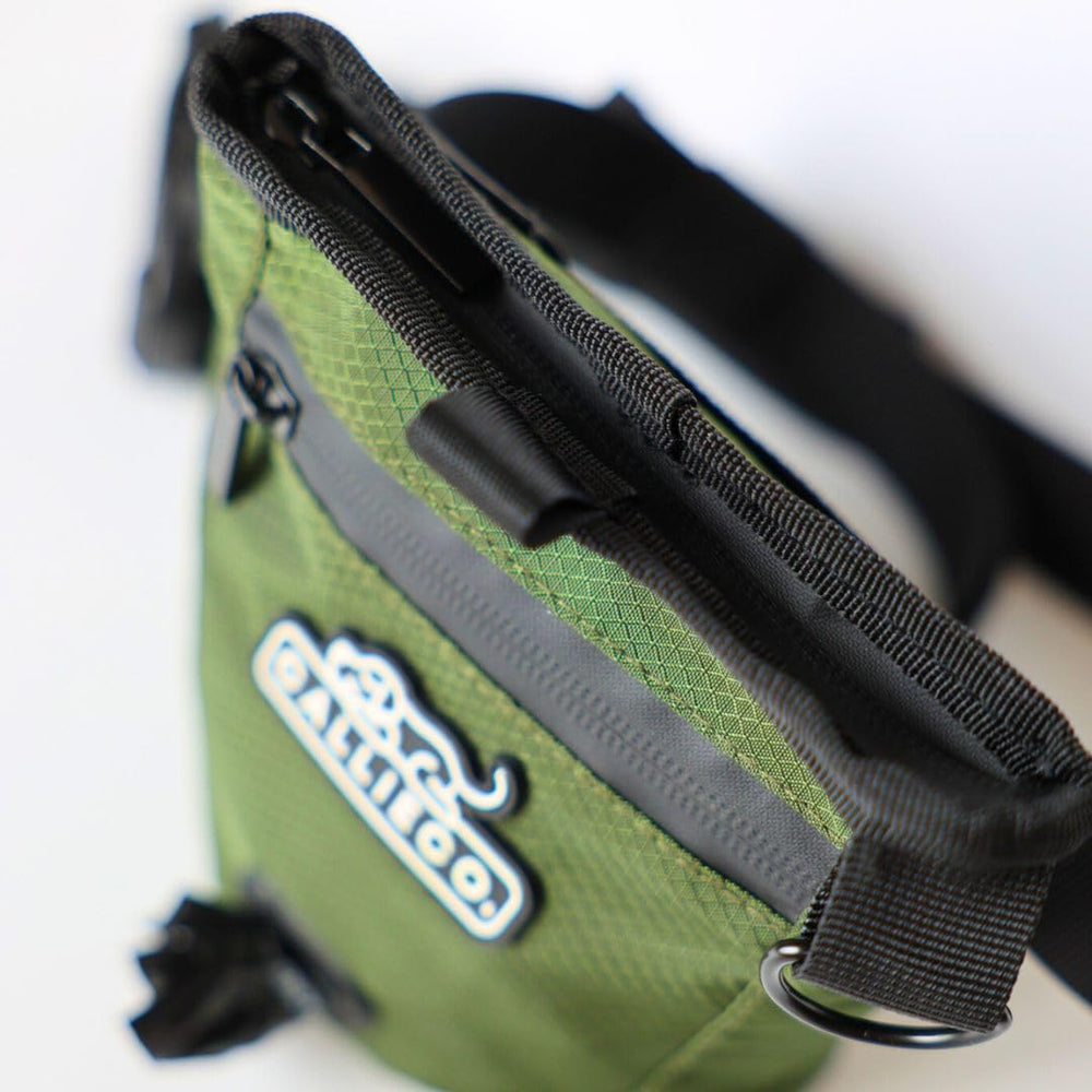 Callieco mini dog treat pouch with adjustable waist belt for comfortable wear.