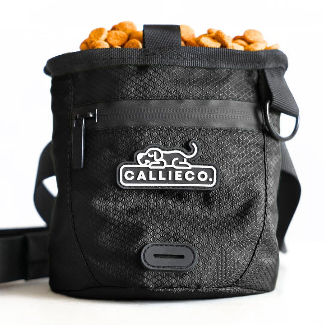 Callieco mini dog treat pouch with magnetic closure for quick training rewards
