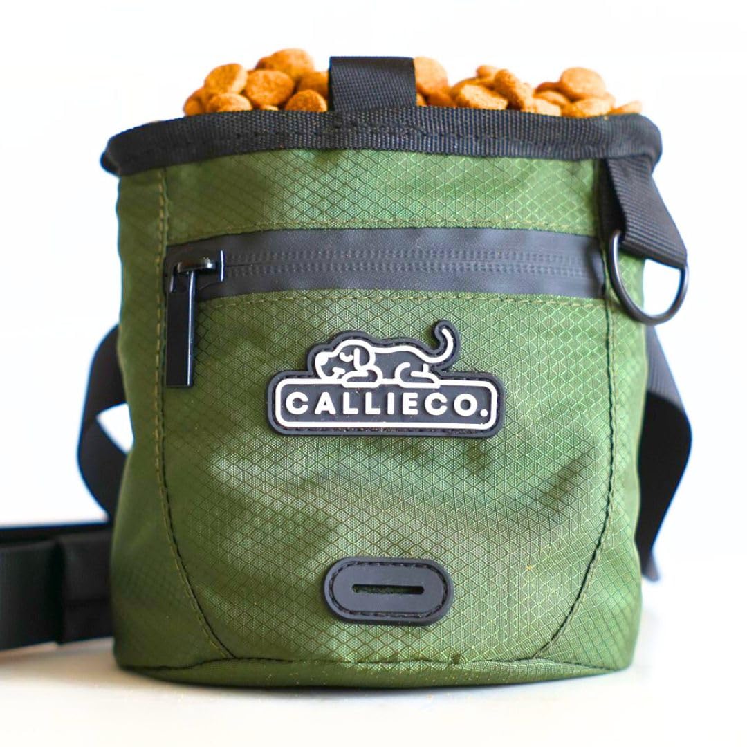 Callieco mini dog treat pouch with magnetic closure for quick access during training.