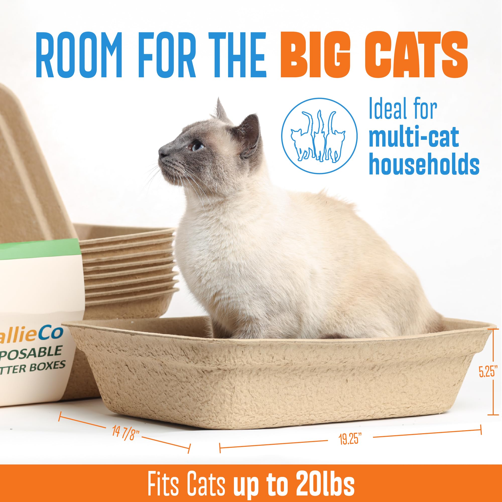 CallieCo portable cat litter tray with easy-grip rim for lifting
