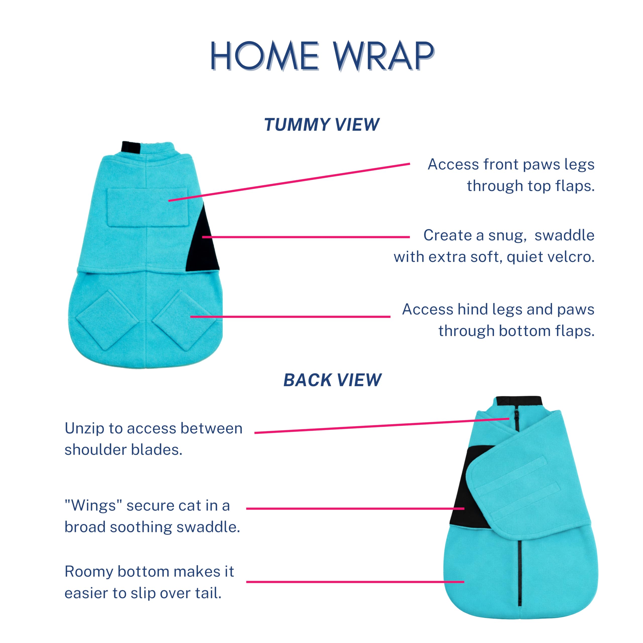 Calm & Cozy Cat Wrap close-up reveals soft, breathable fabric for comfort