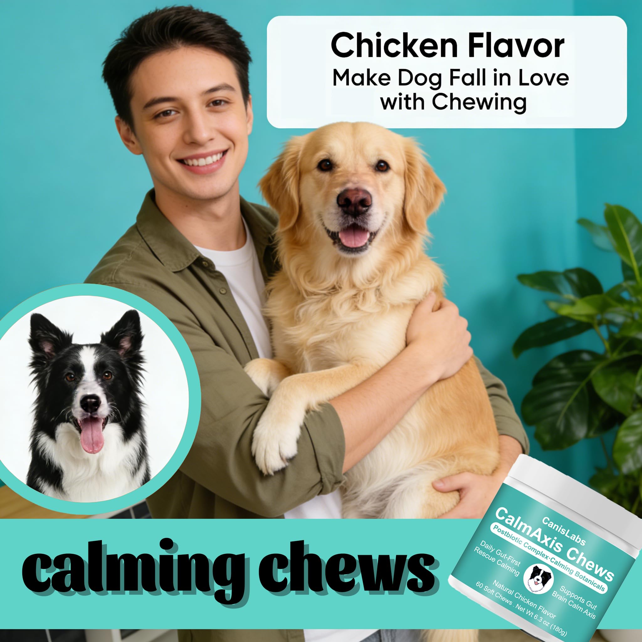 Calmaxis Chews soft chicken-flavored treats for daily calm and joy.