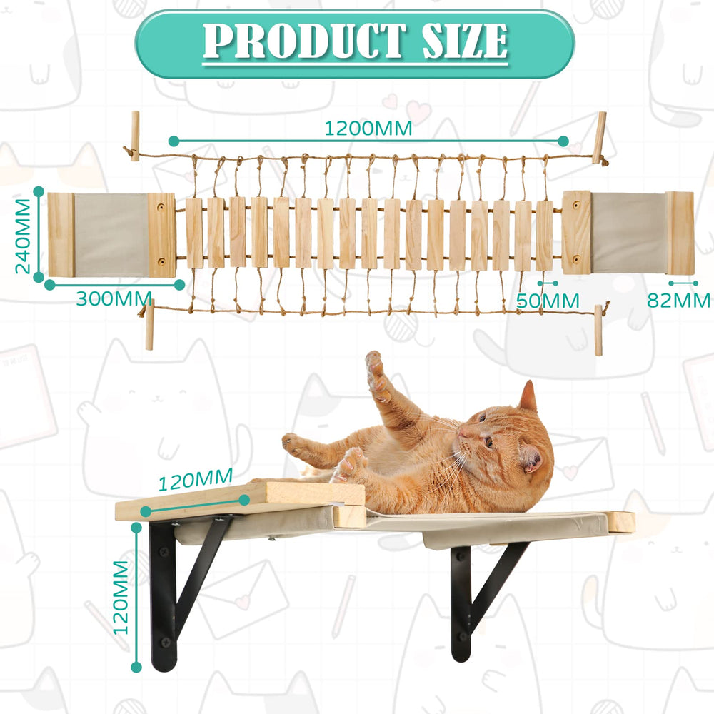 Calmbee Cat Wall Shelves 1200mm bridge extends cat movement space.
