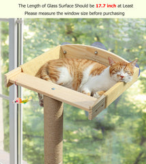 Caloreduce cat window perch pine frame supports lounging and sturdy scratching