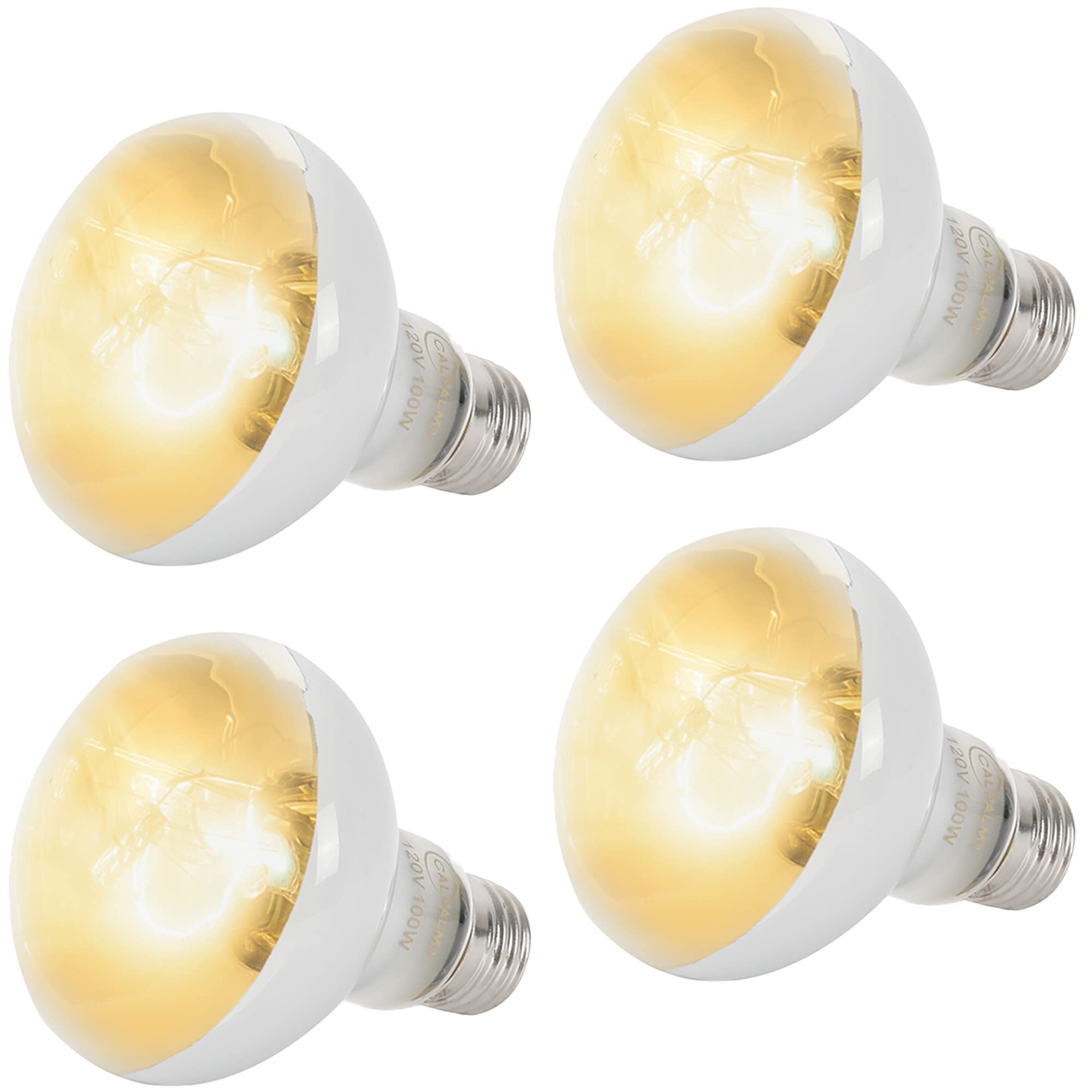 CALPALMY 4-pack 100W reptile heat lamp bulbs for basking warmth