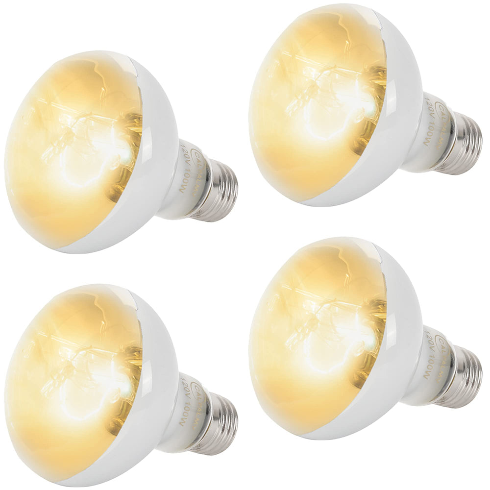 CALPALMY 4-pack 100W reptile heat lamp bulbs for basking warmth