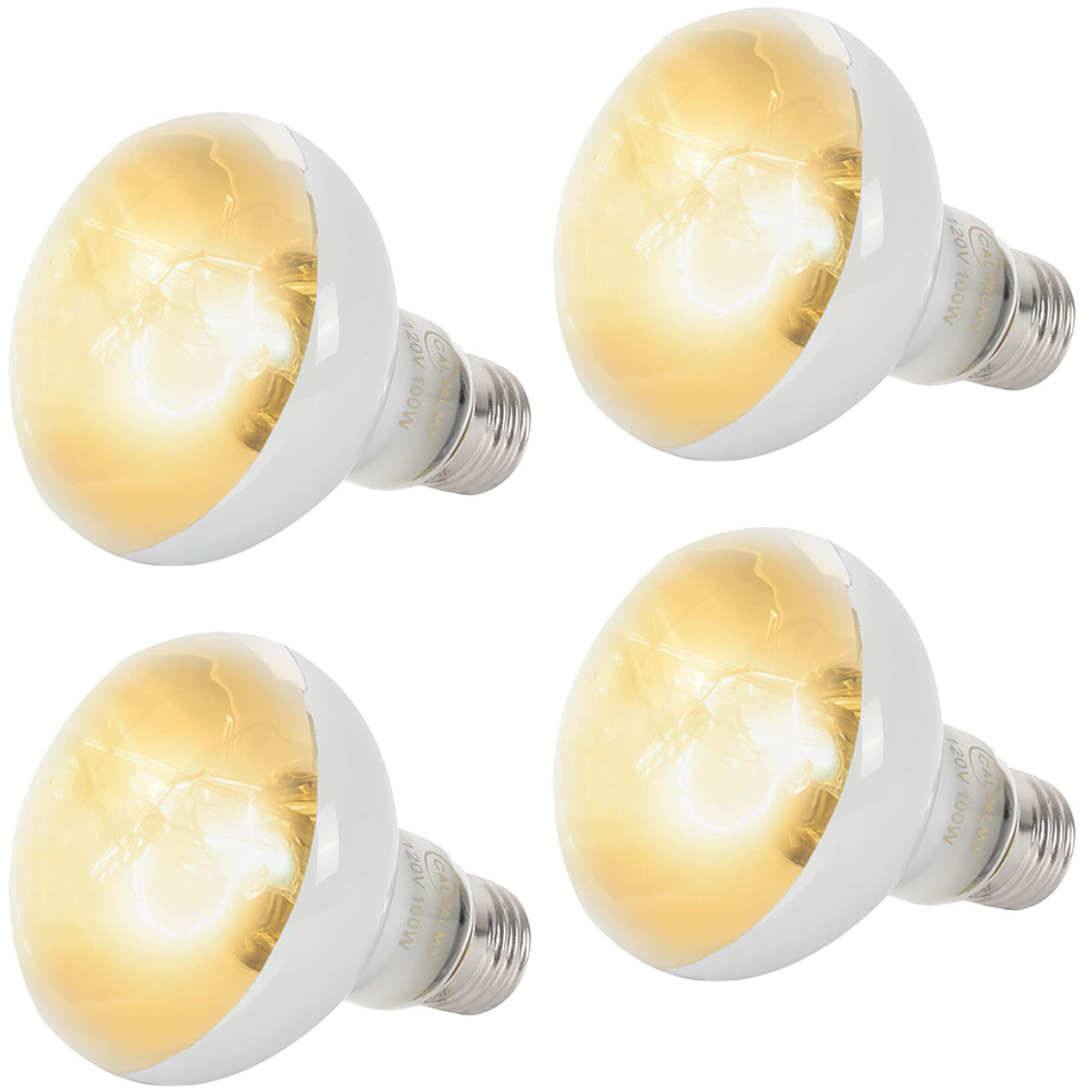 CALPALMY 4-pack 100W reptile heat lamp bulbs for basking warmth