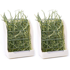 CalPalmy hay feeder two-pack mounted on a cage for tidy feeding.