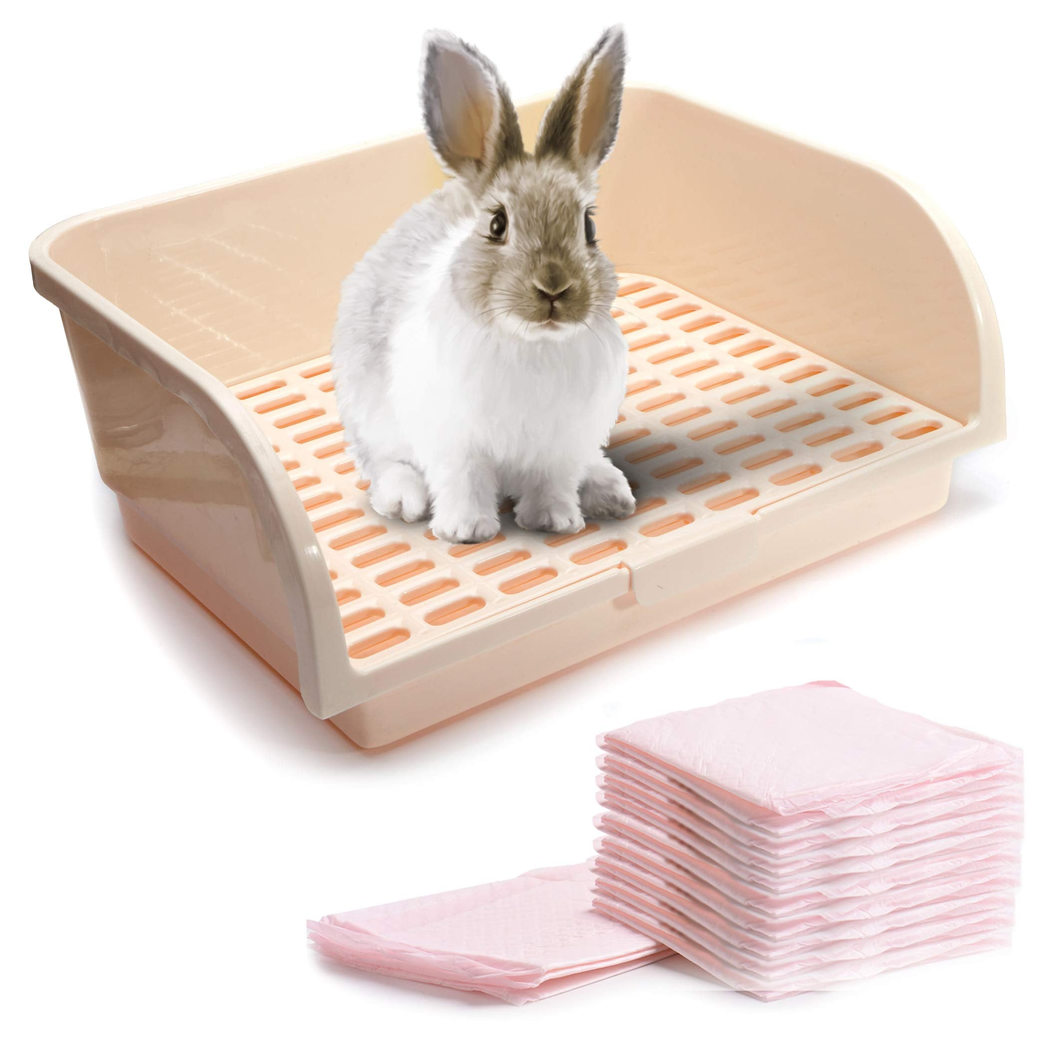 CALPALMY X-Large Rabbit Litter Box front view improves access and cleaning.