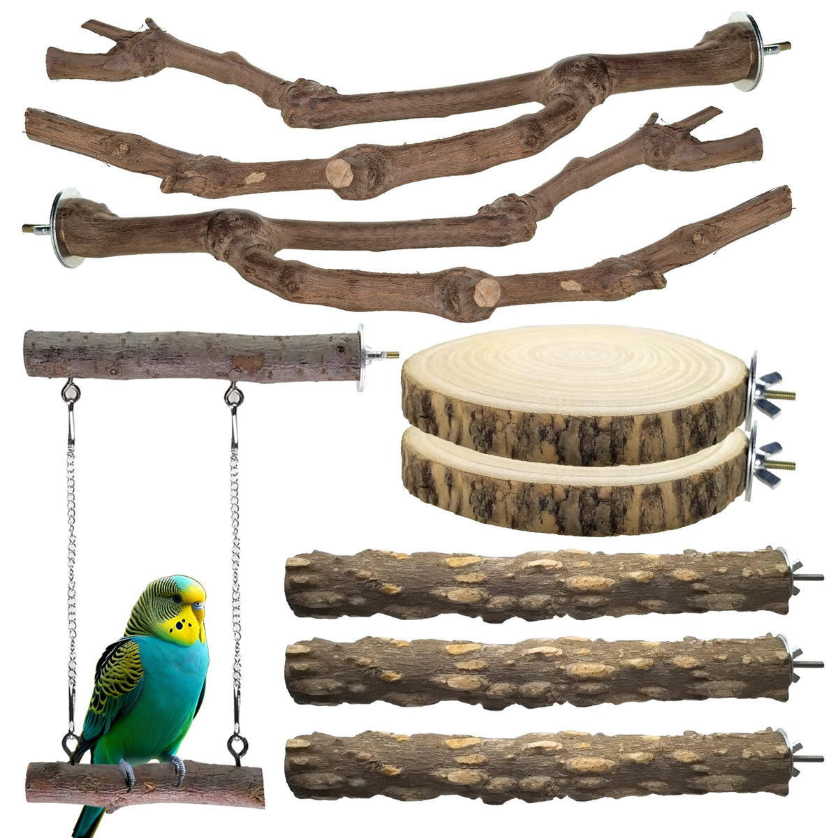 CAMATET grapevine Y-shaped perch for small parrots promoting natural grip and exercise