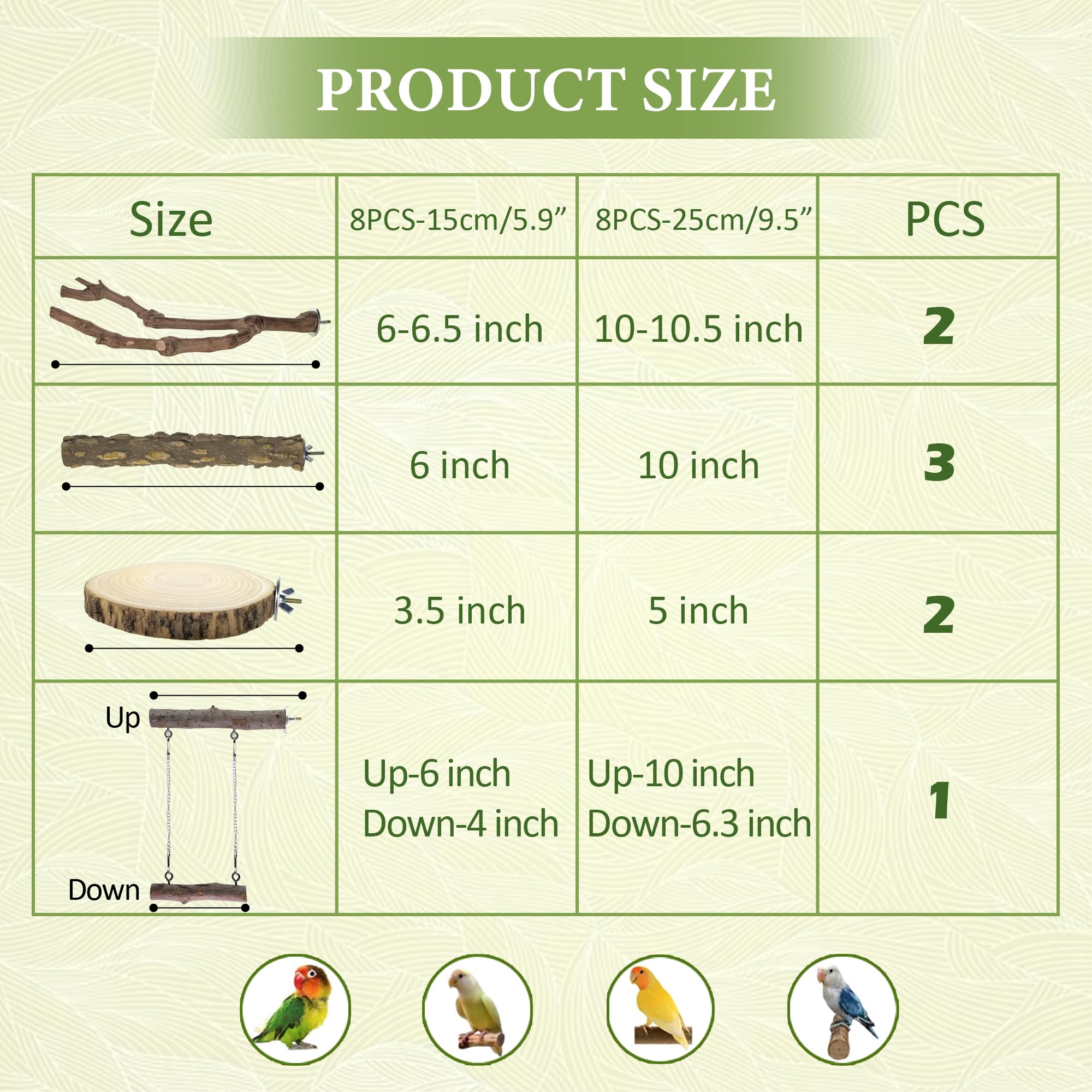 CAMATET 5.9 and 9.5 inch perches adaptable to various cage sizes