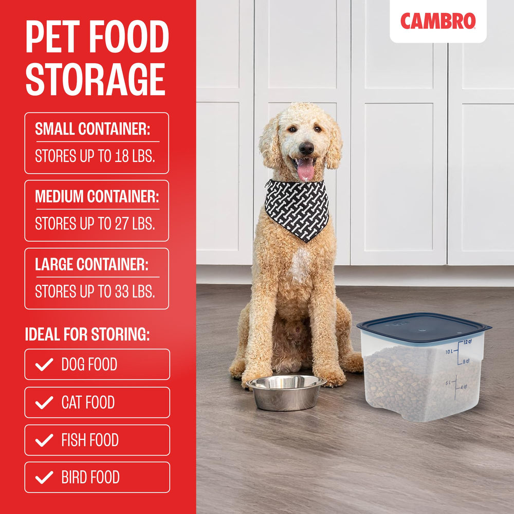 Cambro FreshPro 12qt dog food storage protects kibble from air and moisture