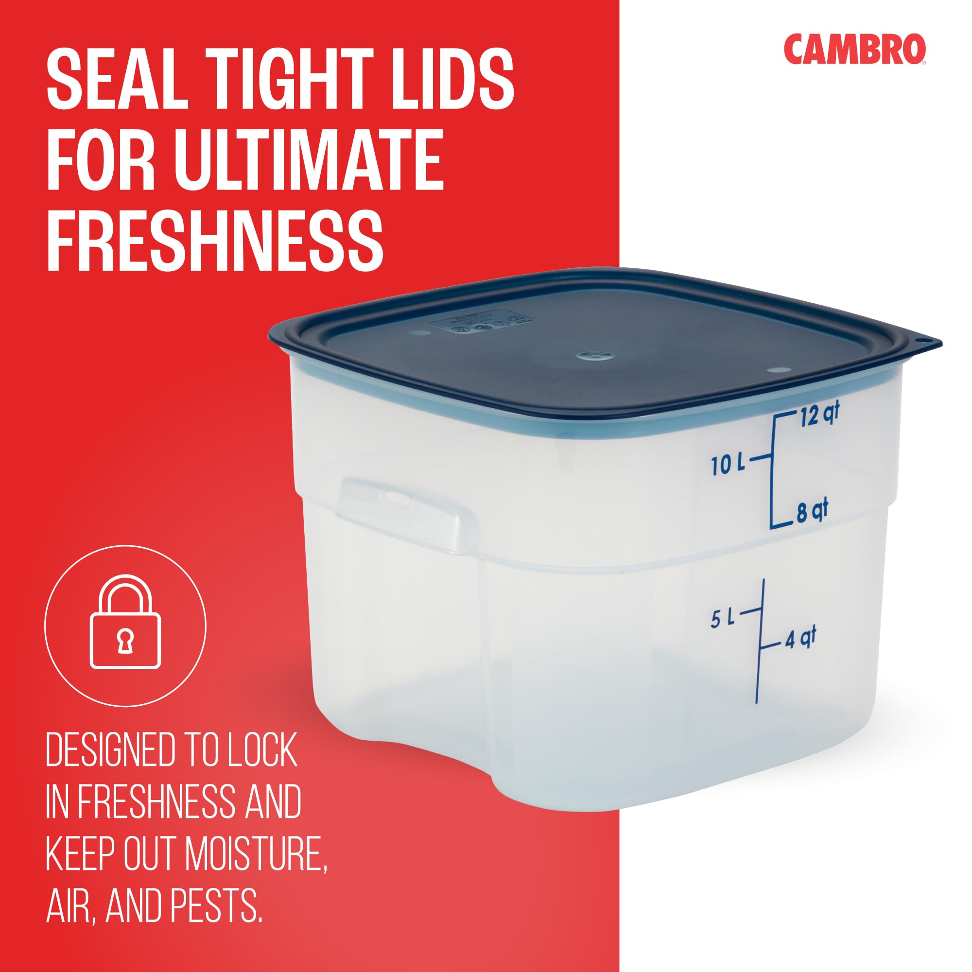 Cambro FreshPro 12qt stackable design saves pantry and garage space