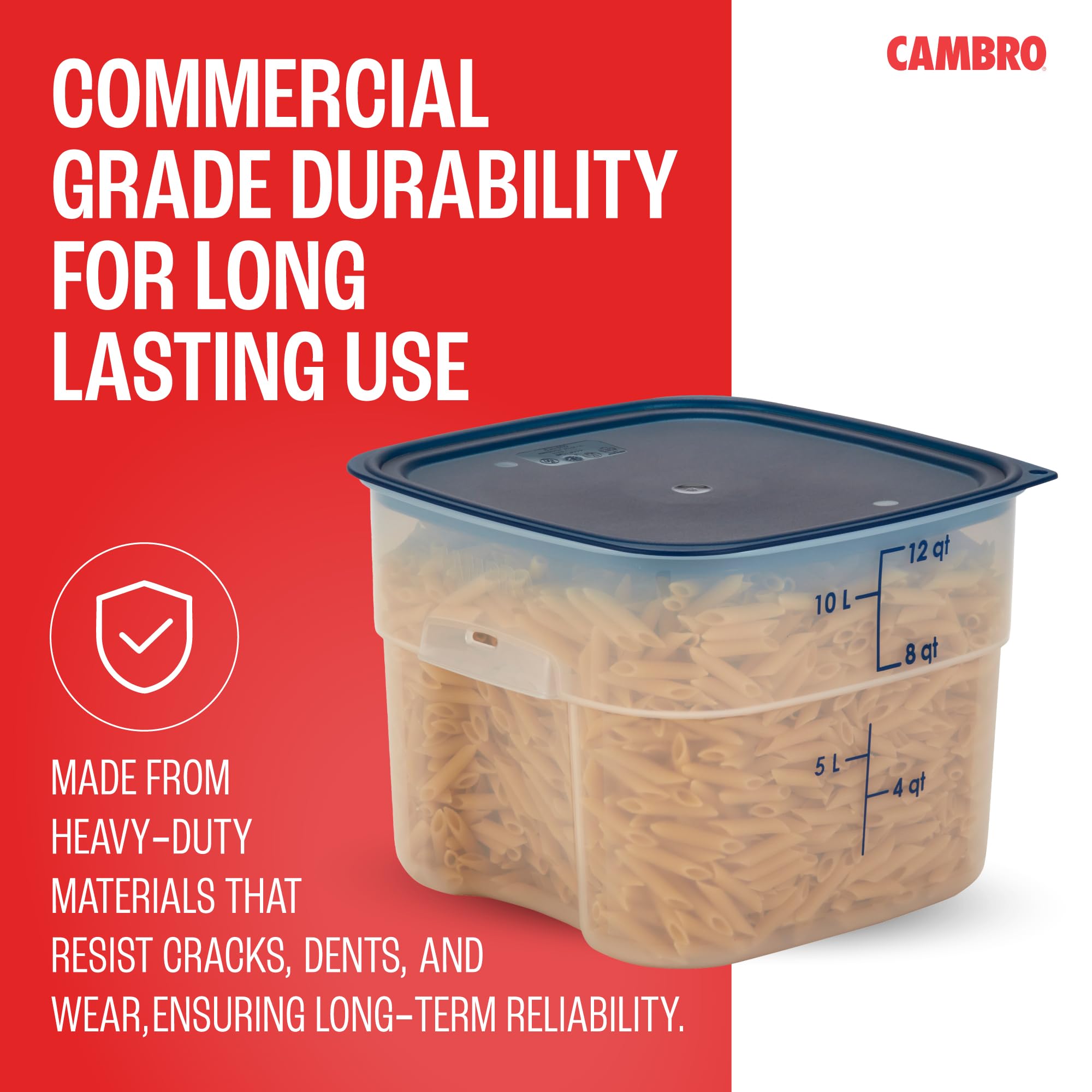 Cambro FreshPro 12qt translucent body makes contents easy to see