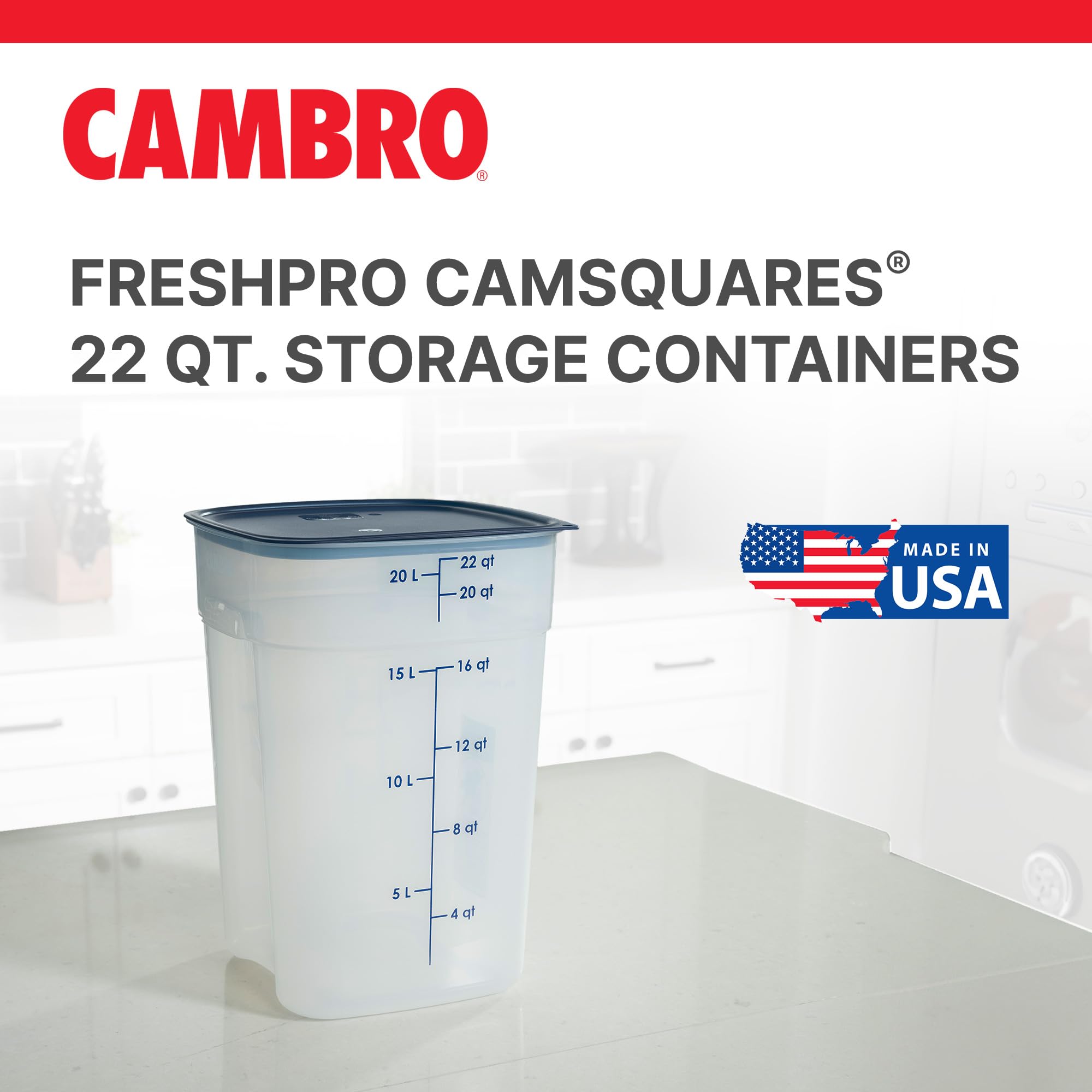 Cambro FreshPro lid demonstrates secure seal to lock freshness for pet food storage.