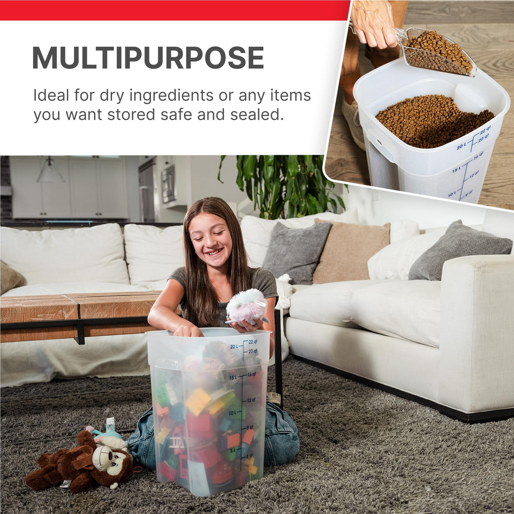 Cambro FreshPro multipurpose use for bird seed, flour, or bulk snacks.