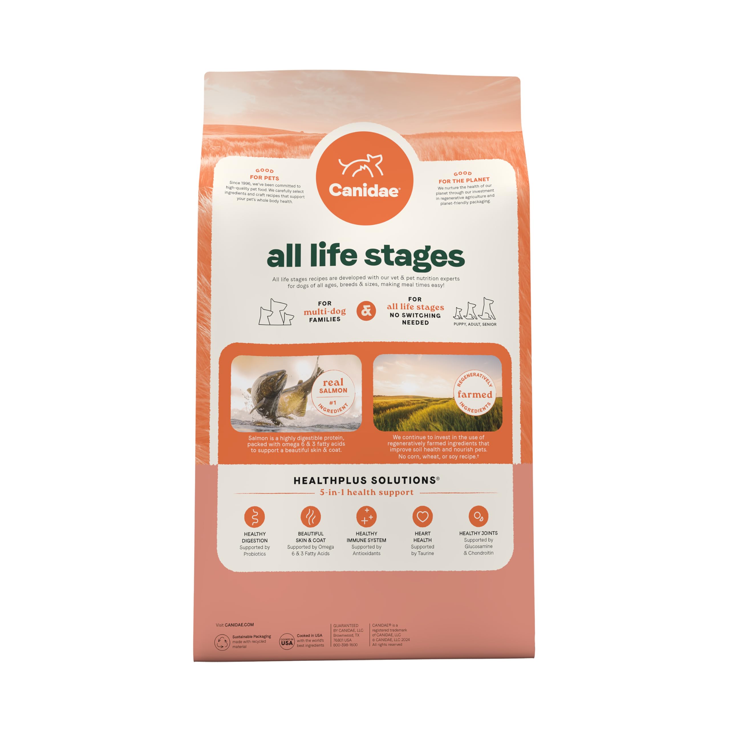 CANIDAE All Life Stages 27-lb bag provides long-lasting nutrition for multiple dogs.