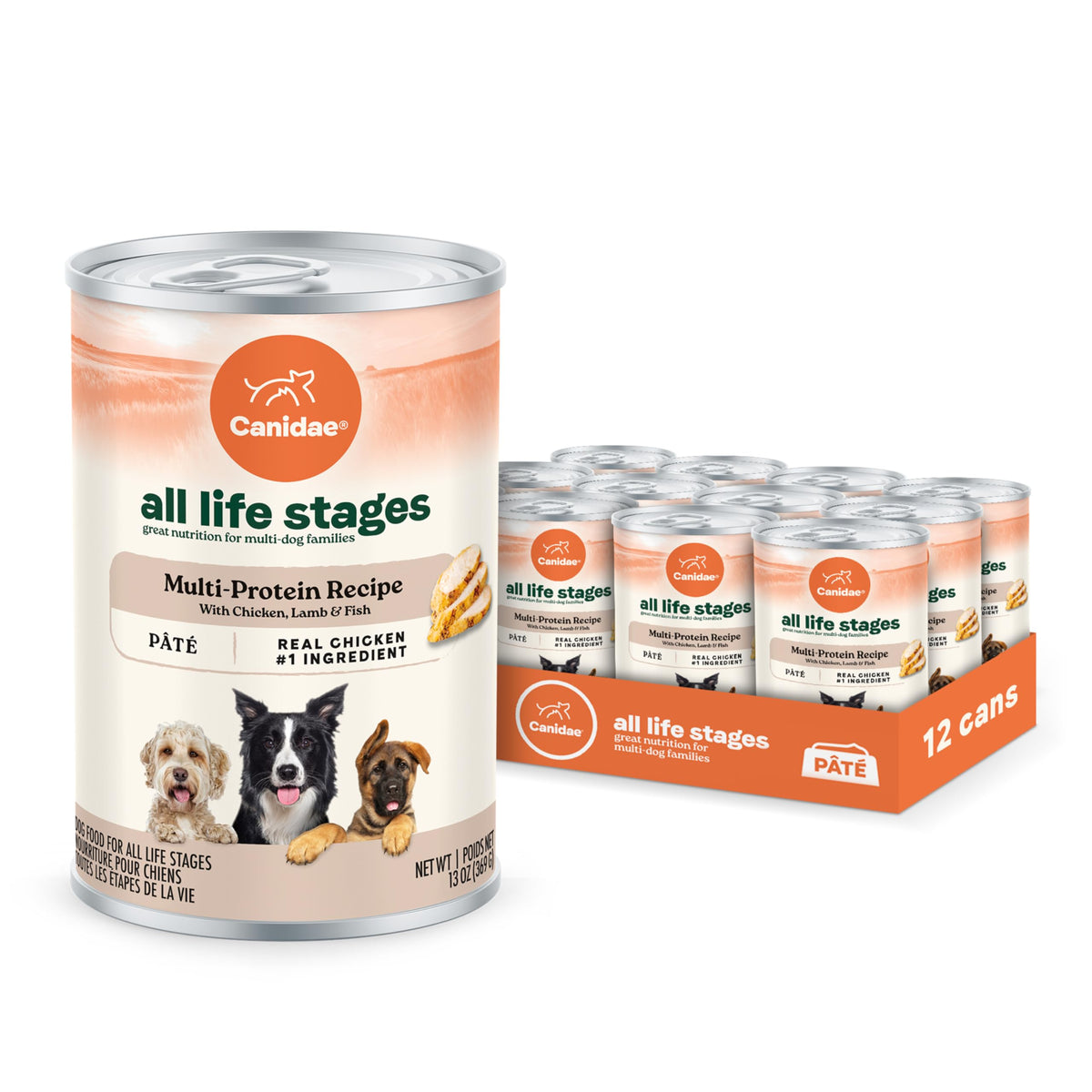 CANIDAE All Life Stages case of 12 cans ideal for multi-dog households.