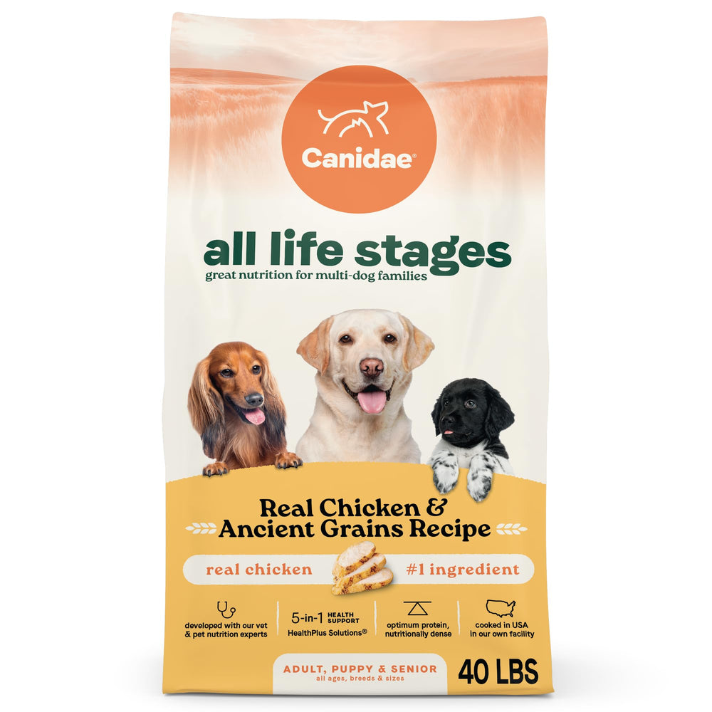 Canidae All Life Stages chicken-ancient-grains-bag shows balanced nutrition for all dogs