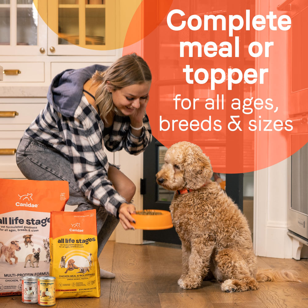 Paws at feeding time with Canidae, ideal for dogs across all life stages.