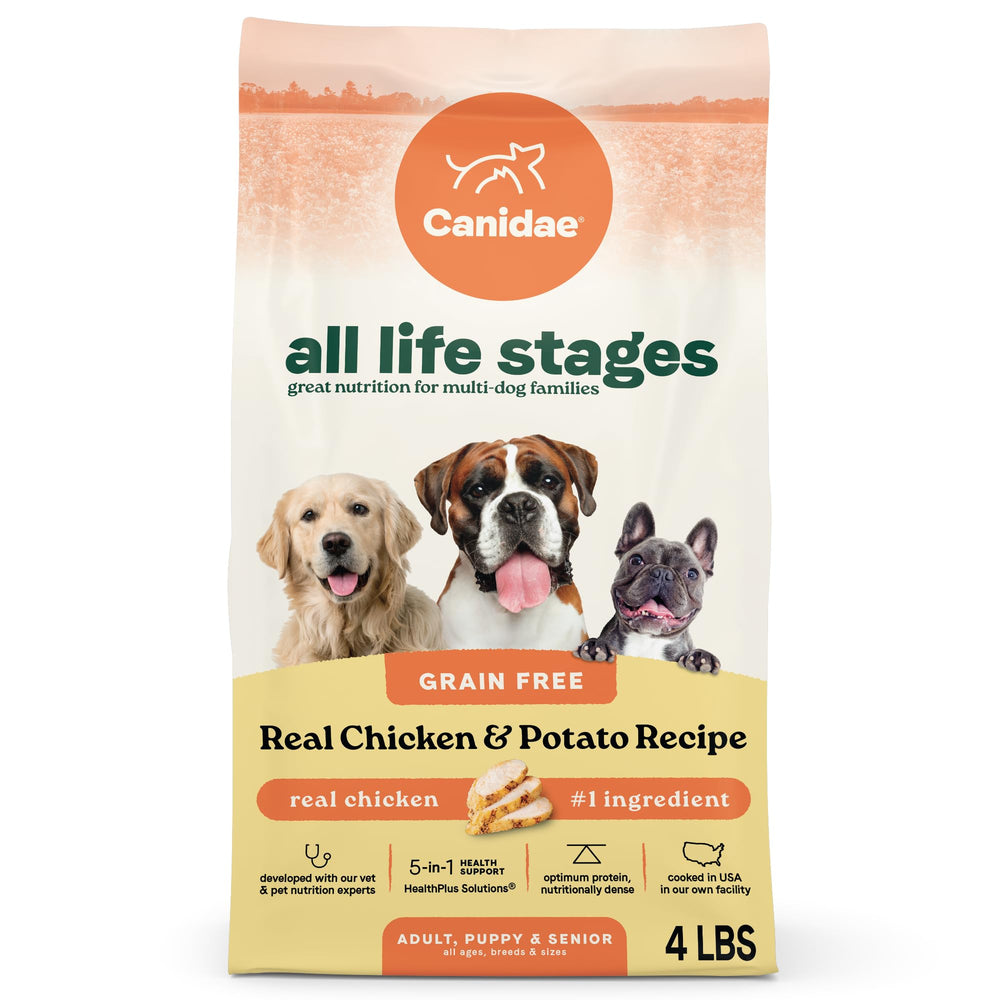 CANIDAE All Life Stages bag front with real chicken first ingredient for balanced nutrition