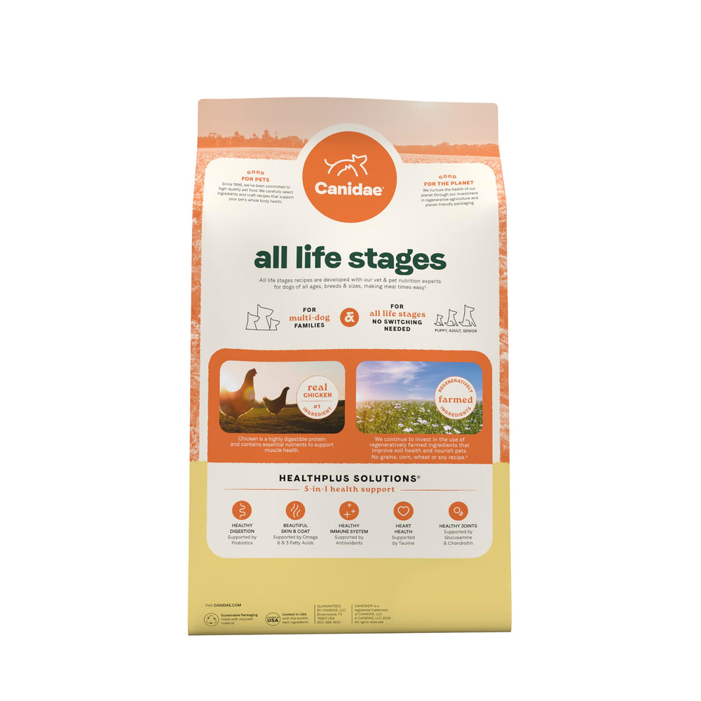 CANIDAE All Life Stages planet-friendly packaging emphasizing sustainability