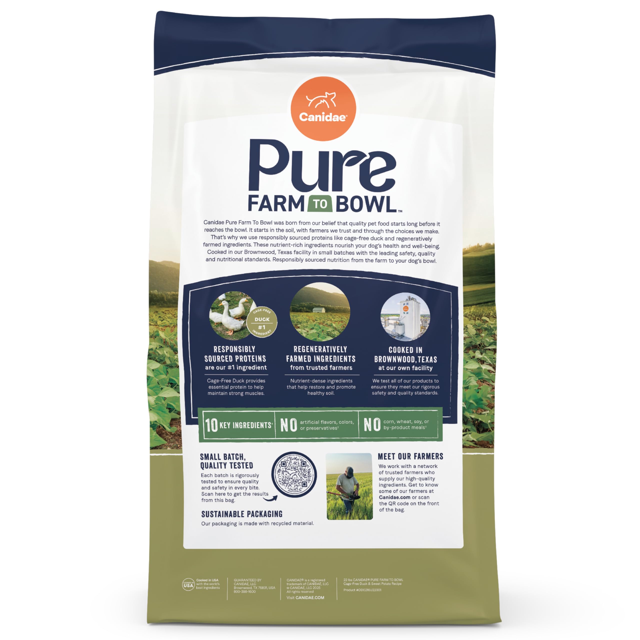 Canidae Pure Farm to Bowl adult dog nutrition in dry kibble form.