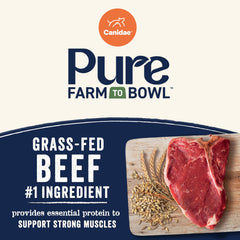 CANIDAE Pure Farm to Bowl kibble close-up showing high-quality pieces for dogs