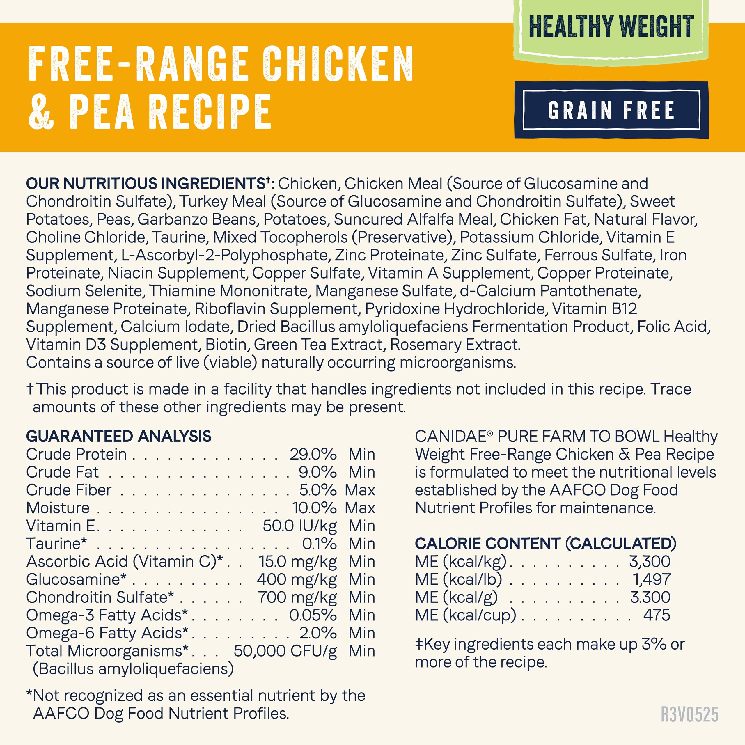 CANIDAE Pure free-from corn wheat soy label indicating no artificial additives.