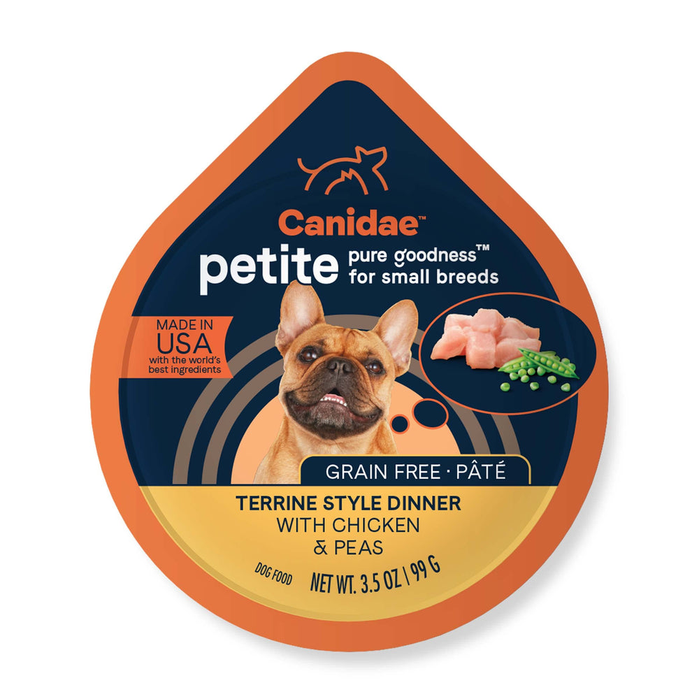 Canidae Pure Petite case of 12 tubs for small-breed meals.