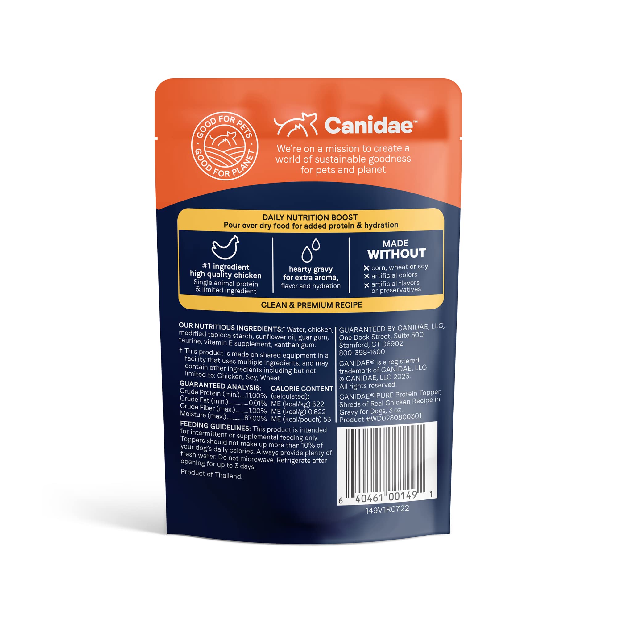 CANIDAE Pure Protein Topper served in a dish with real chicken shreds for meals.