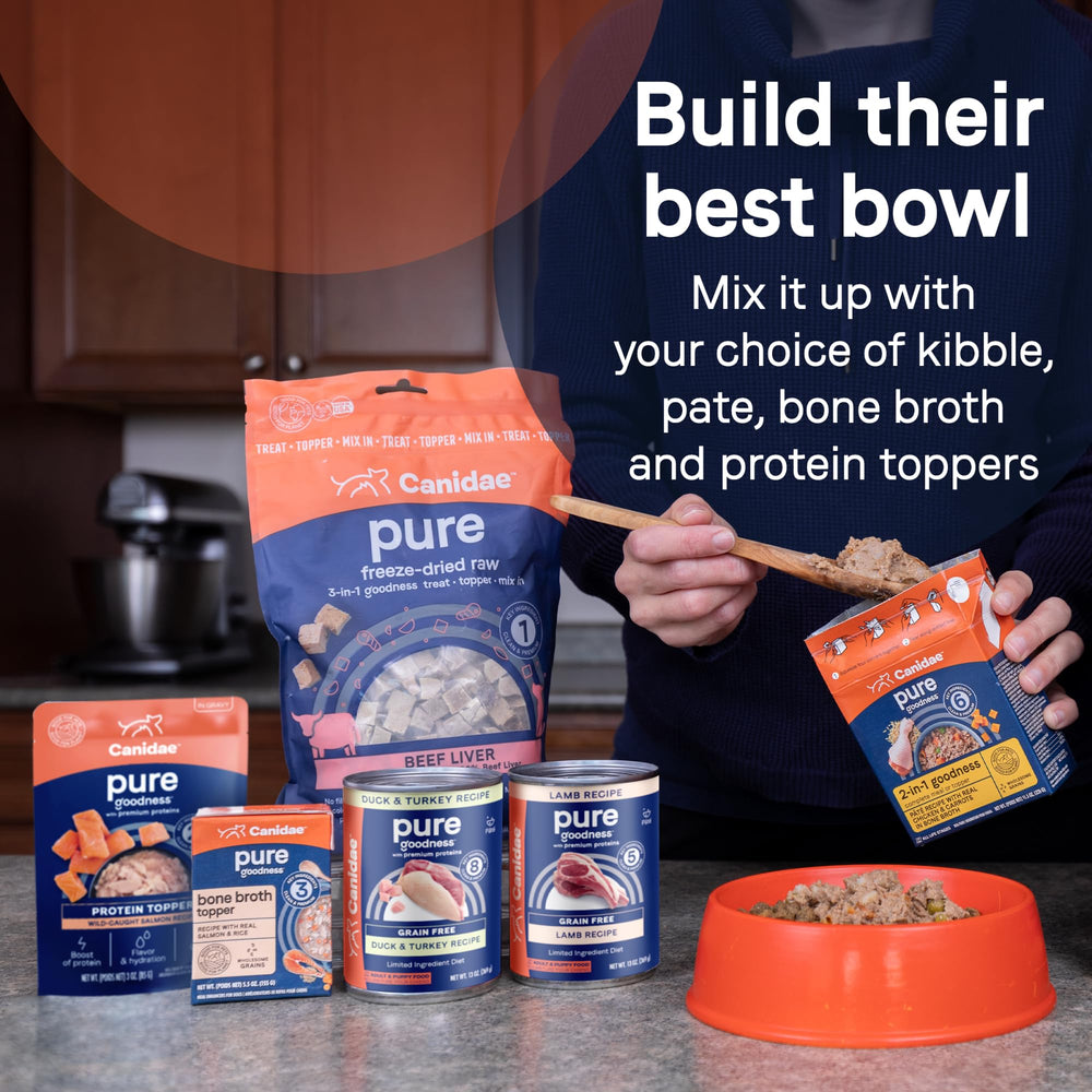 Canidae Pure Protein Topper Enjoyable mealtime moment for dogs of all ages.
