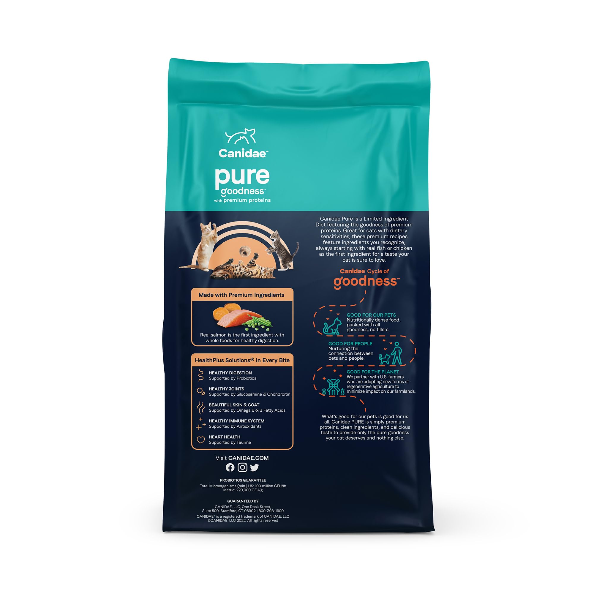 Close-up of CANIDAE PURE Salmon Recipe ingredients for easy recognition