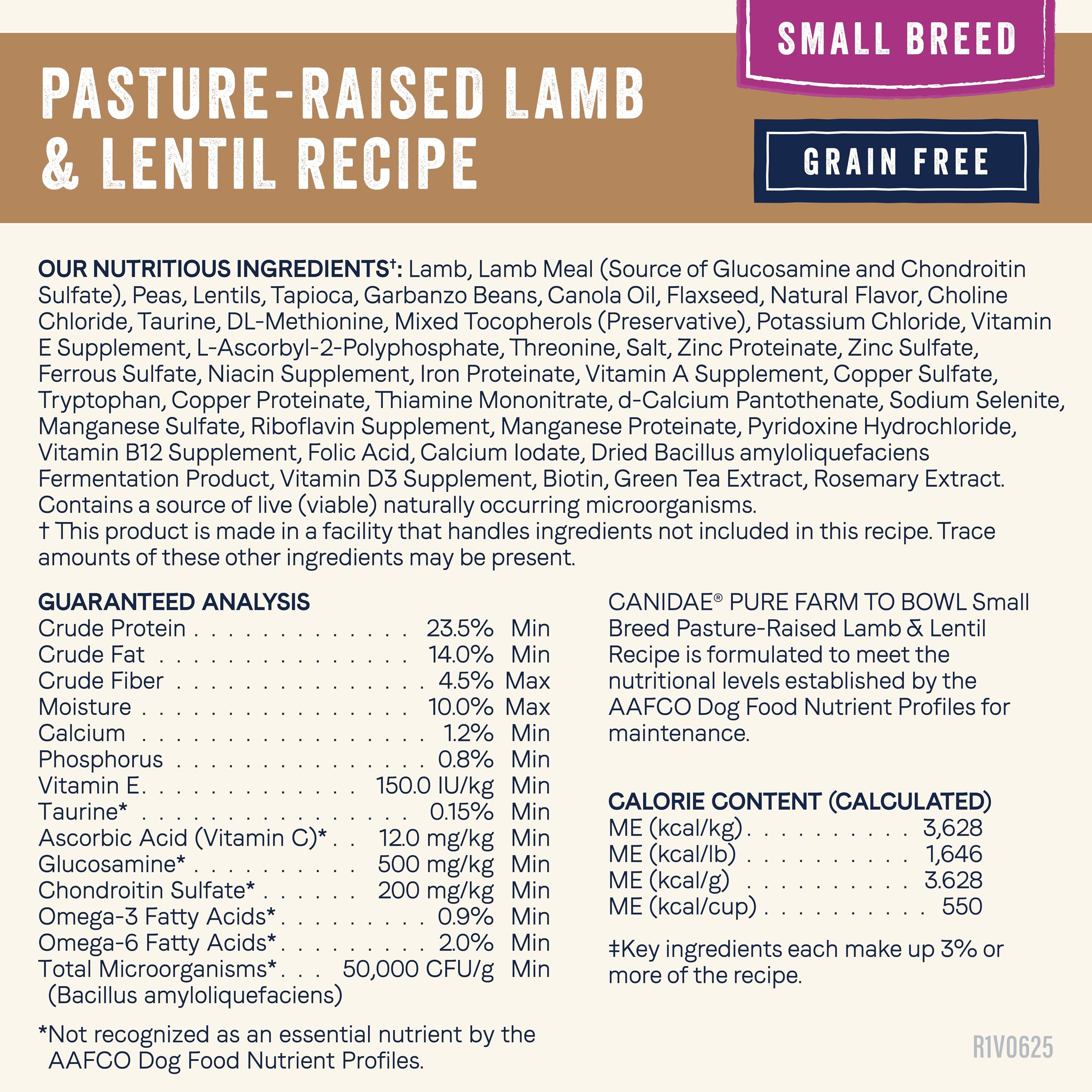 CANIDAE Pure Small-Breed Kibble Size—smaller bites for tiny jaws.