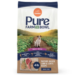 CANIDAE Pure Small-Breed Lamb-Lentil Bowl—nourishing meal for small dogs.
