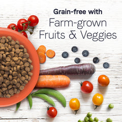 CANIDAE Under the Sun Lamb Recipe includes farm-grown fruits and vegetables.