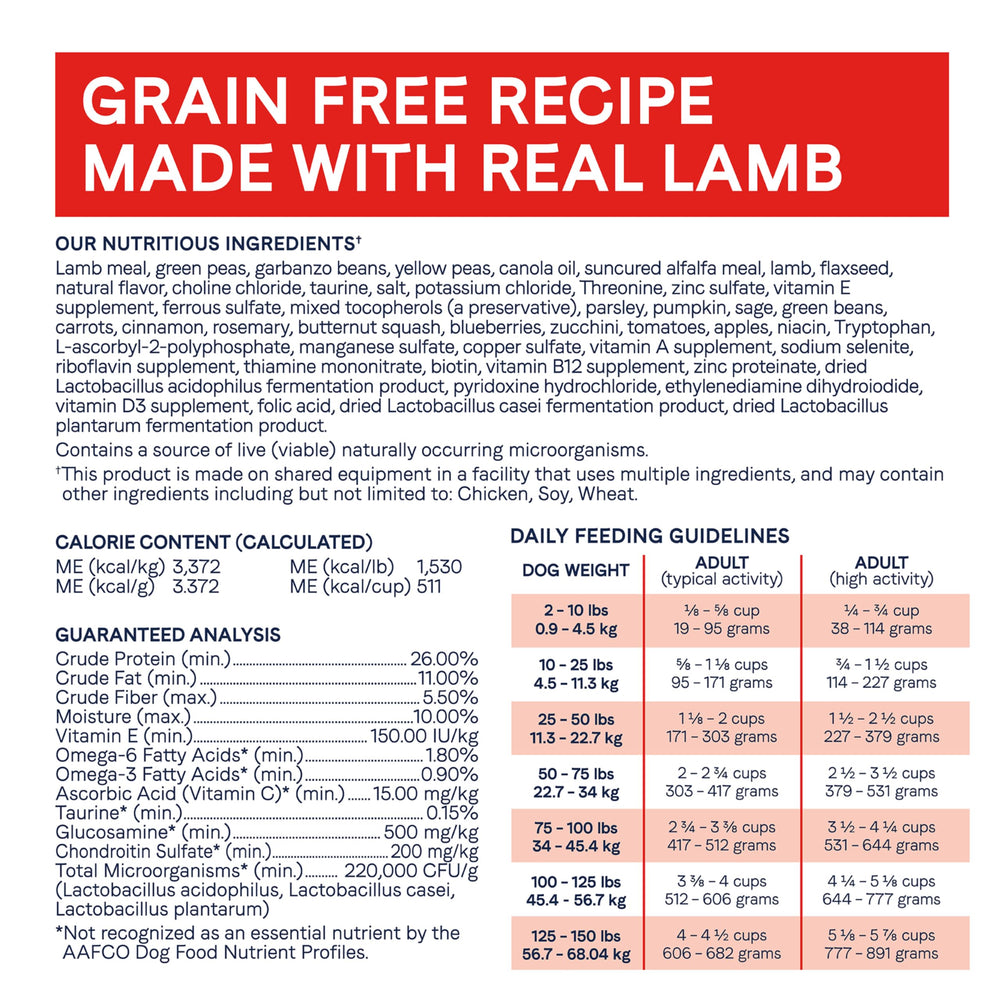 CANIDAE Under the Sun Lamb Recipe grain-free formula suitable for sensitivities.