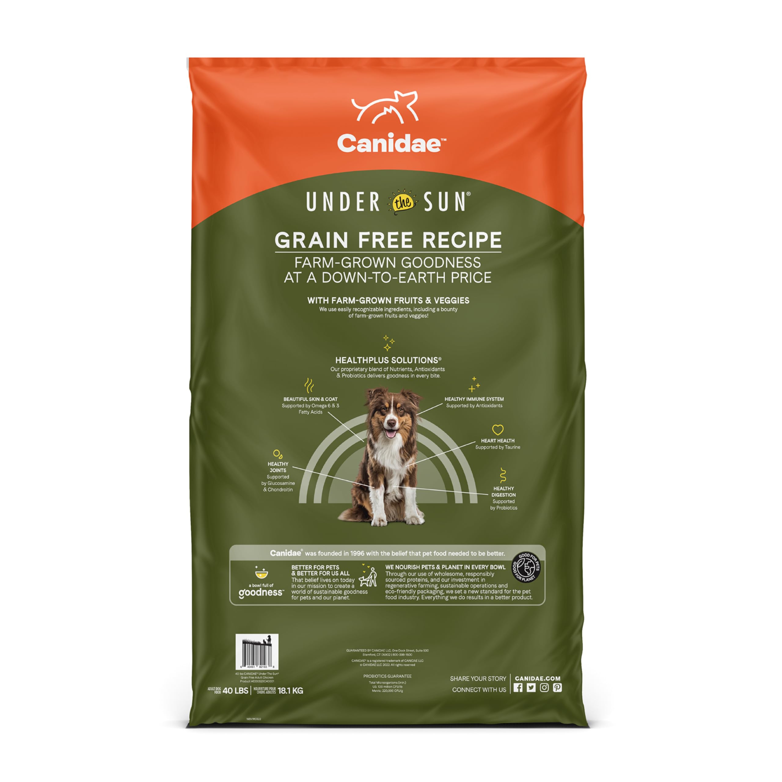 CANIDAE Under the Sun eco-friendly packaging and regenerative farming.