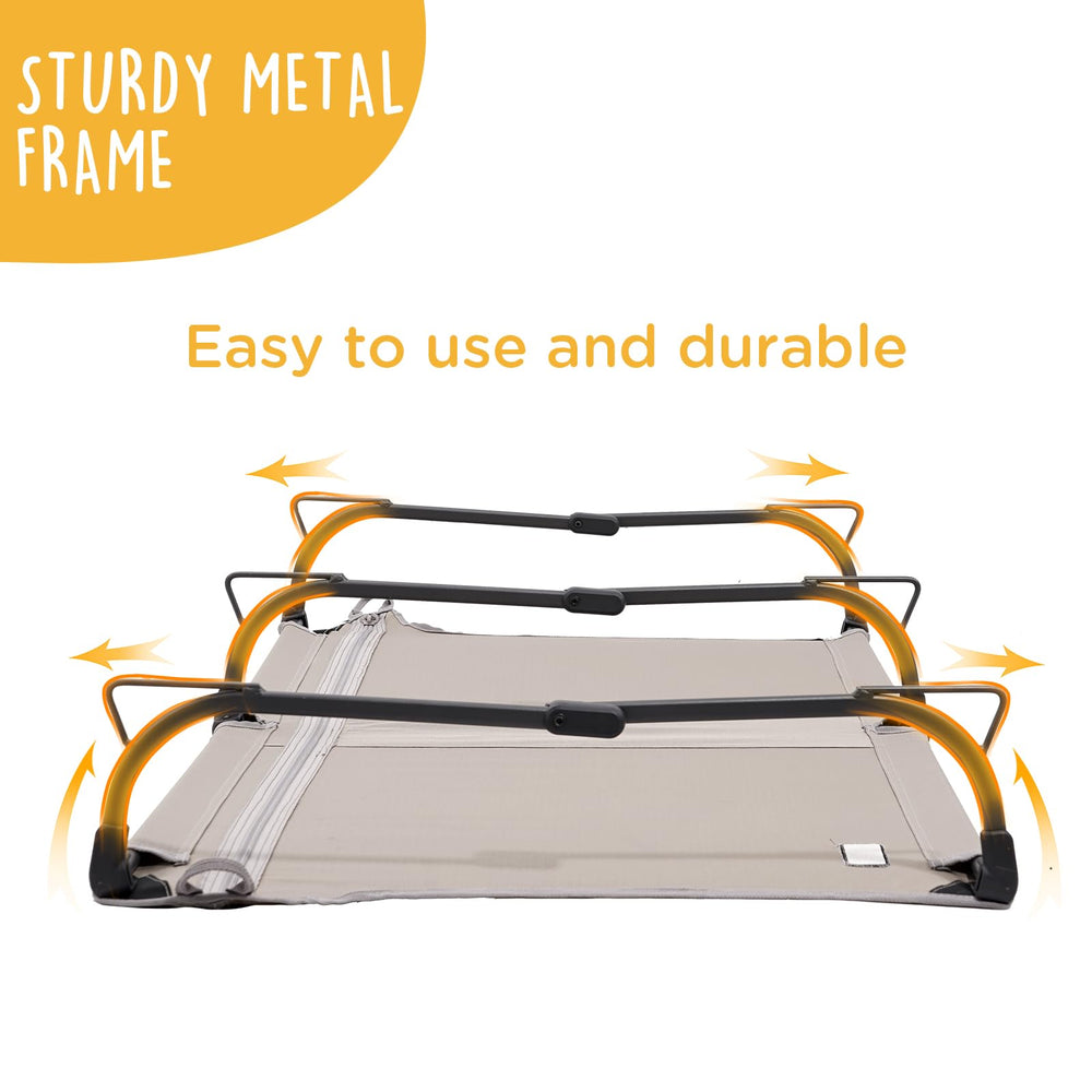CANINE CANYON Daisy Cot stable design with six triangle supports.