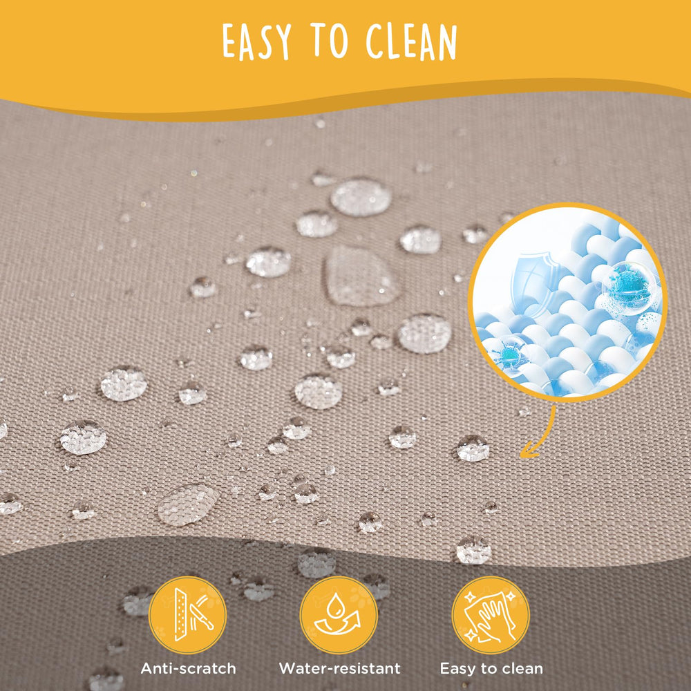 CANINE CANYON Daisy Cot chew-proof fabric endures daily play.