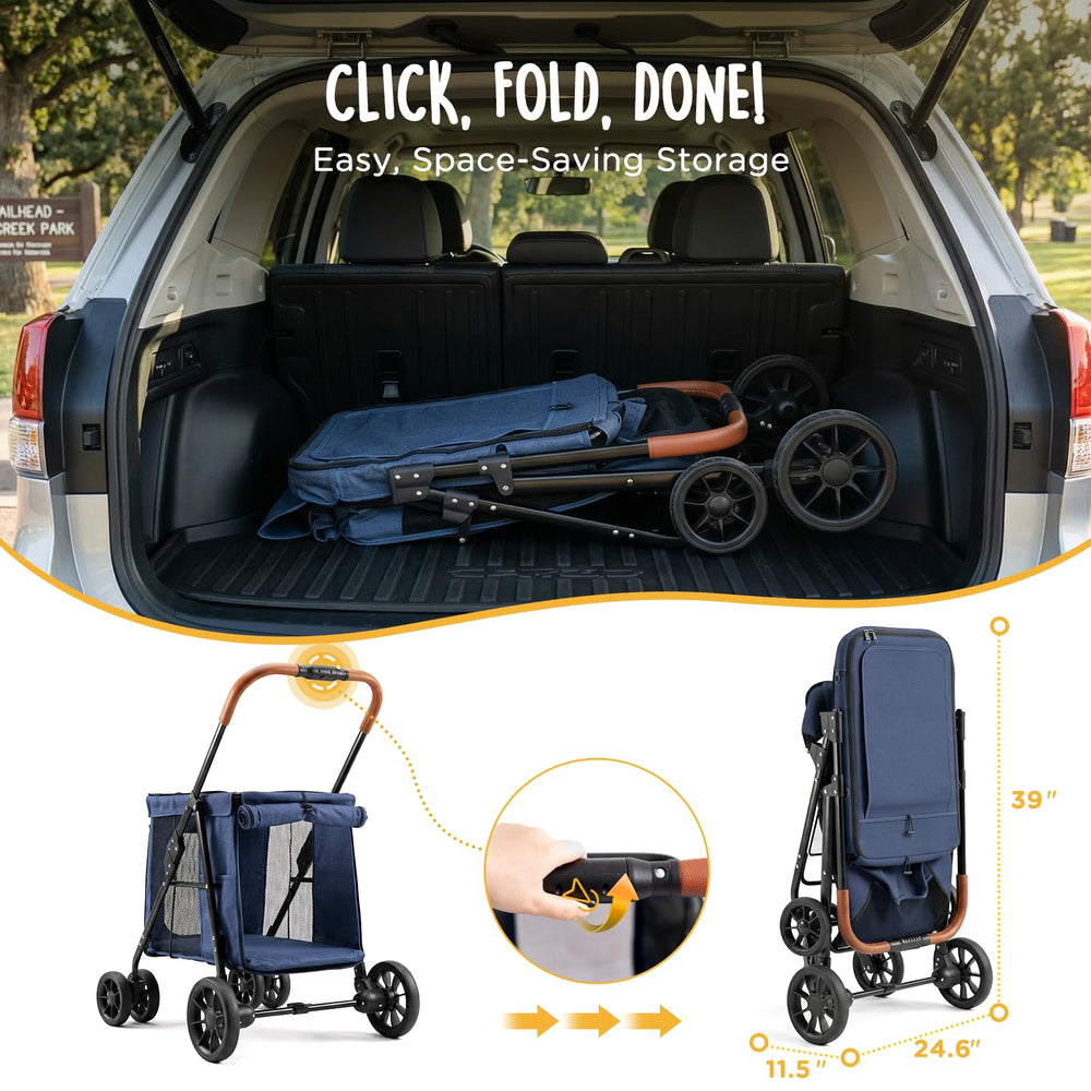 CANINE CANYON Scout one-button fold for quick collapse.