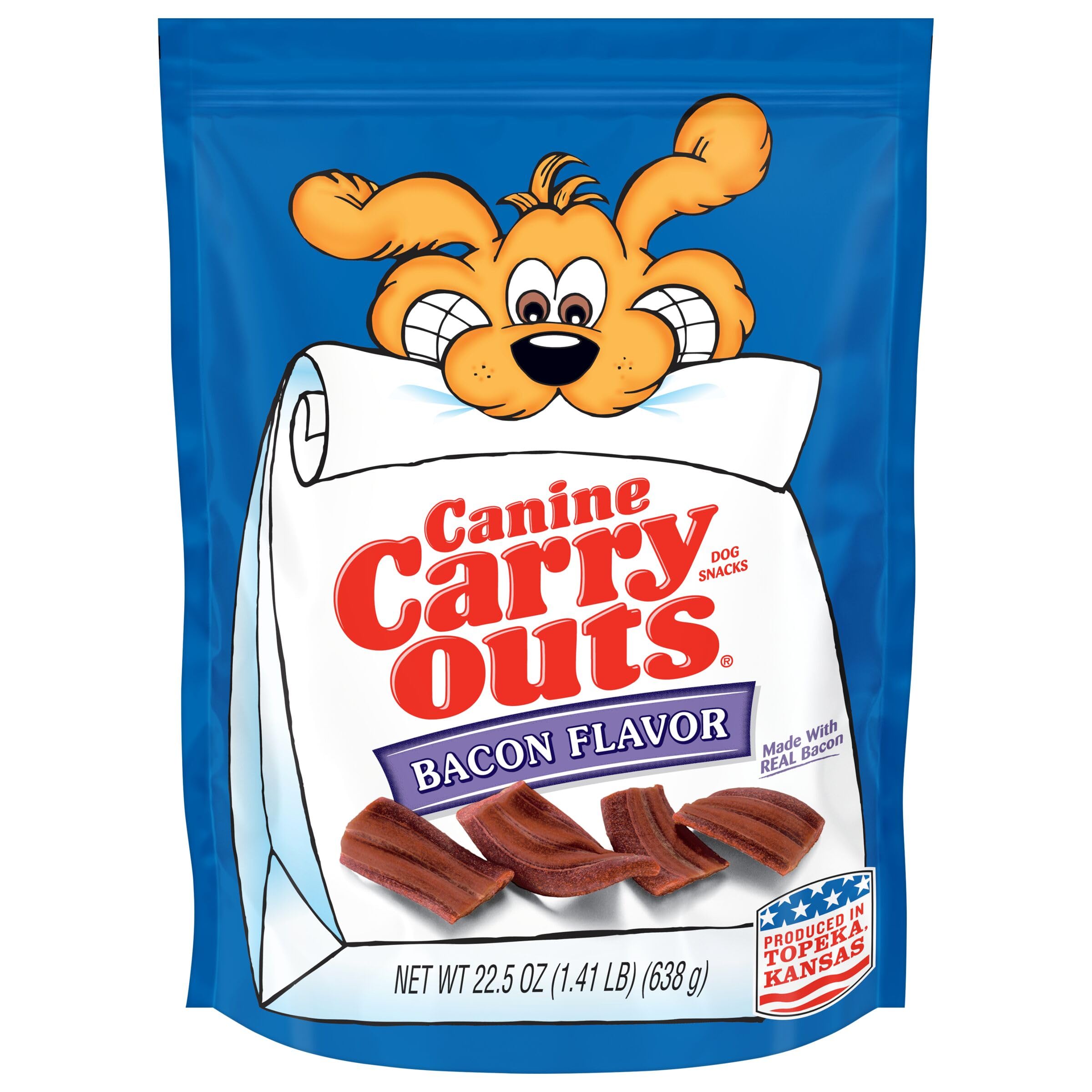 Canine Carry Outs Bacon Flavor bag with soft treats for quick rewards