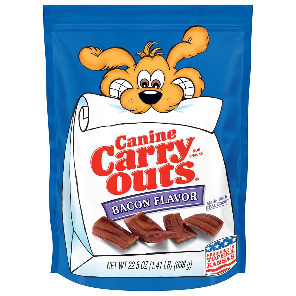 Canine Carry Outs Bacon Flavor bag with soft treats for quick rewards
