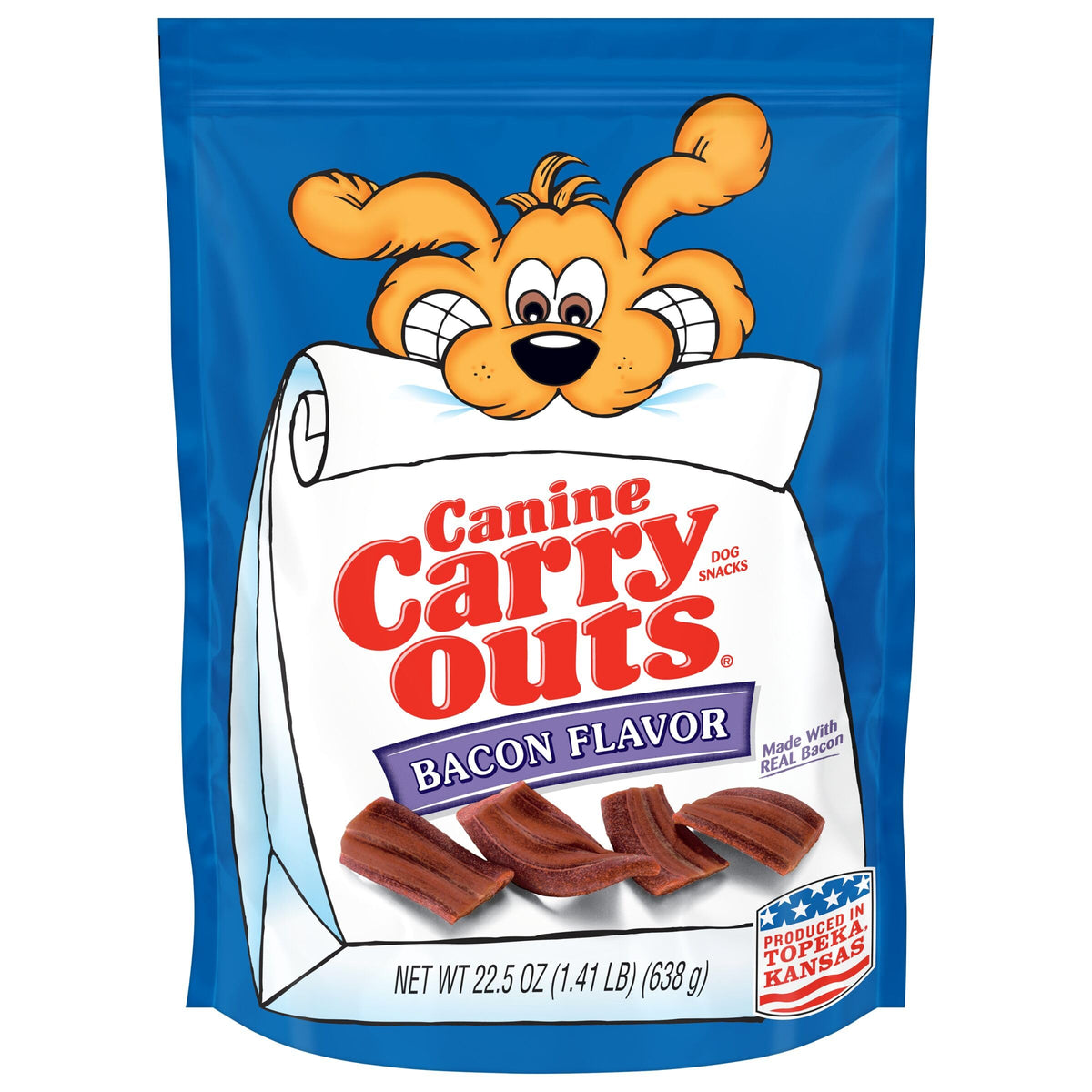 Canine Carry Outs Bacon Flavor bag with soft treats for quick rewards
