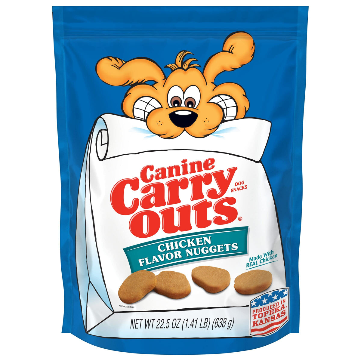 Canine Carry Outs chicken nugget treats bag, soft chewy snack made with real chicken for dogs