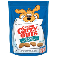 Canine Carry Outs chicken nugget treats bag, soft chewy snack made with real chicken for dogs
